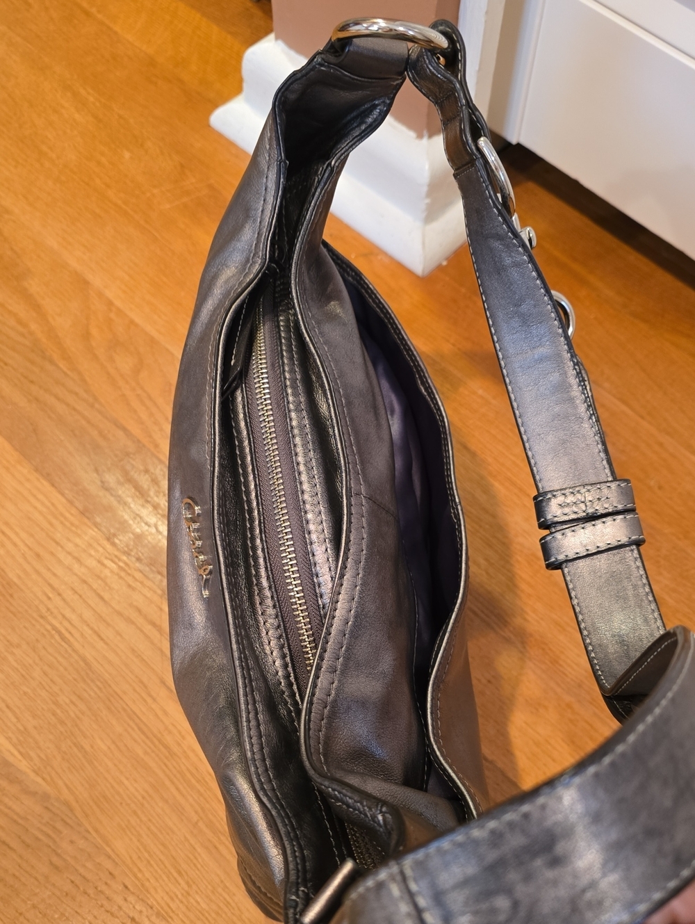 Coach Leather Hobo Metallic Silver With Unbranded Dustbag - Picture 7 of 13